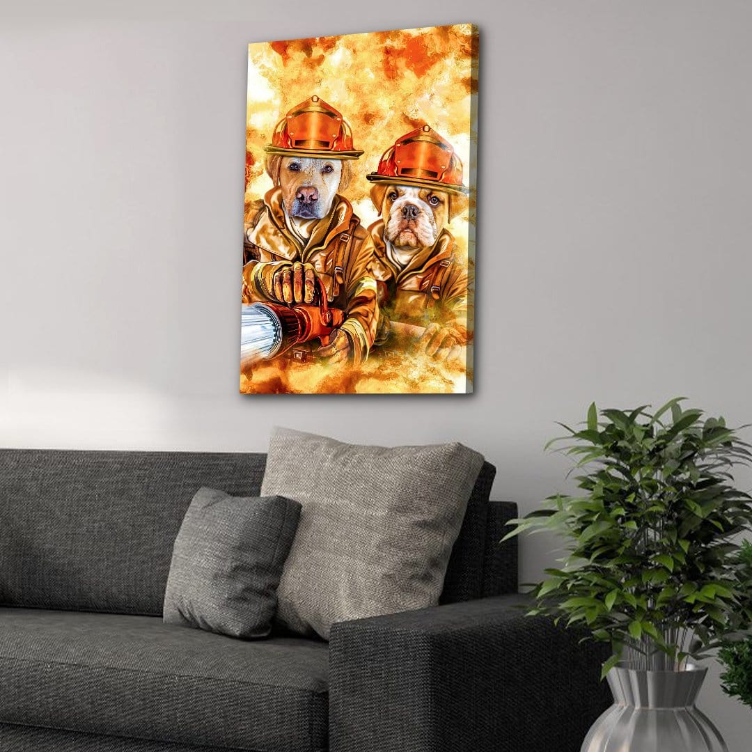 &#39;The Firefighters&#39; Personalized 2 Pet Canvas