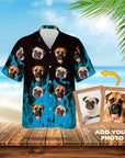 Custom Hawaiian Shirt (Flaming Blue: 1-7 Pets)