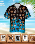 Custom Hawaiian Shirt (Flaming Blue: 1-7 Pets)