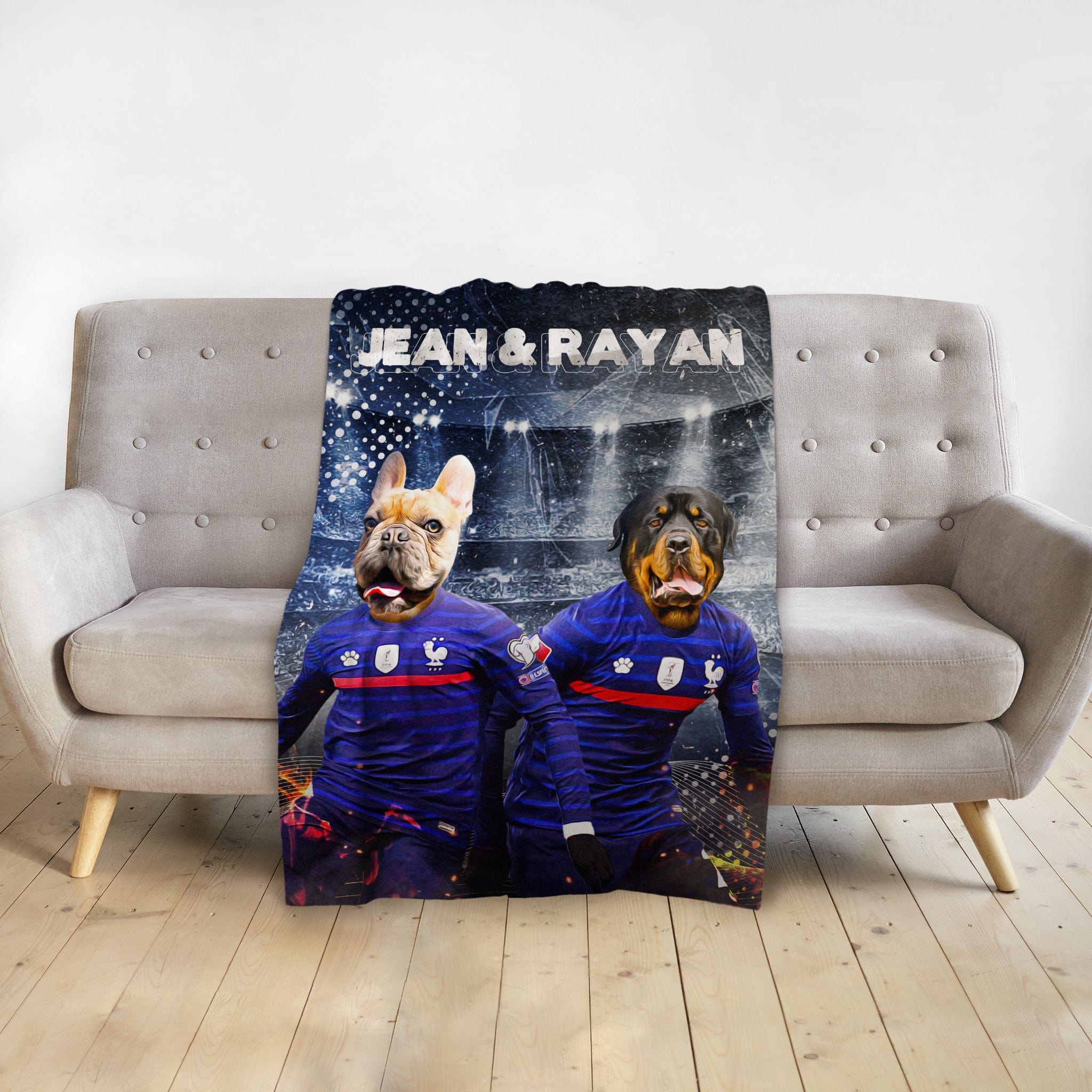 &#39;France Doggos&#39; Personalized 2 Pet Blanket