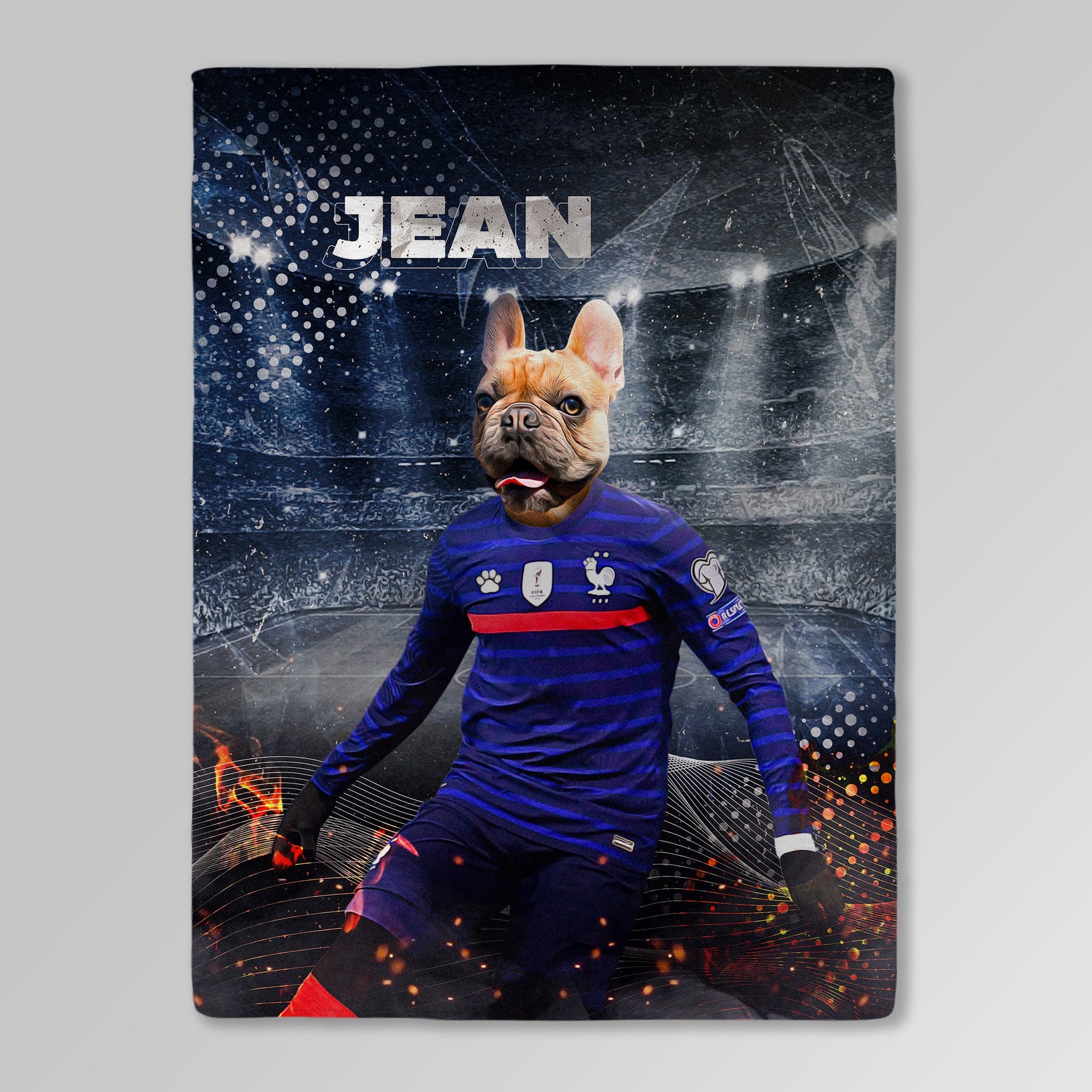 Manta personalizada para mascotas &#39;France Doggos Soccer&#39;
