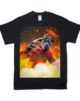 Black Gildan t-shirt featuring a dog dressed as Freddy Krueger with claws, hat, and striped sweater, against a fiery background.