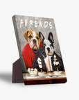 Personalized 'Furends' standing canvas featuring two pets, an English bulldog and a French bulldog, enjoying milkshakes.