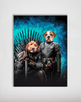 Personalized Game of Bones poster featuring two pets as medieval characters on a dark blue background.