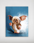 Personalized 'Gizmo Doggo' poster featuring a Shih Tzu with large ears on a blue background.