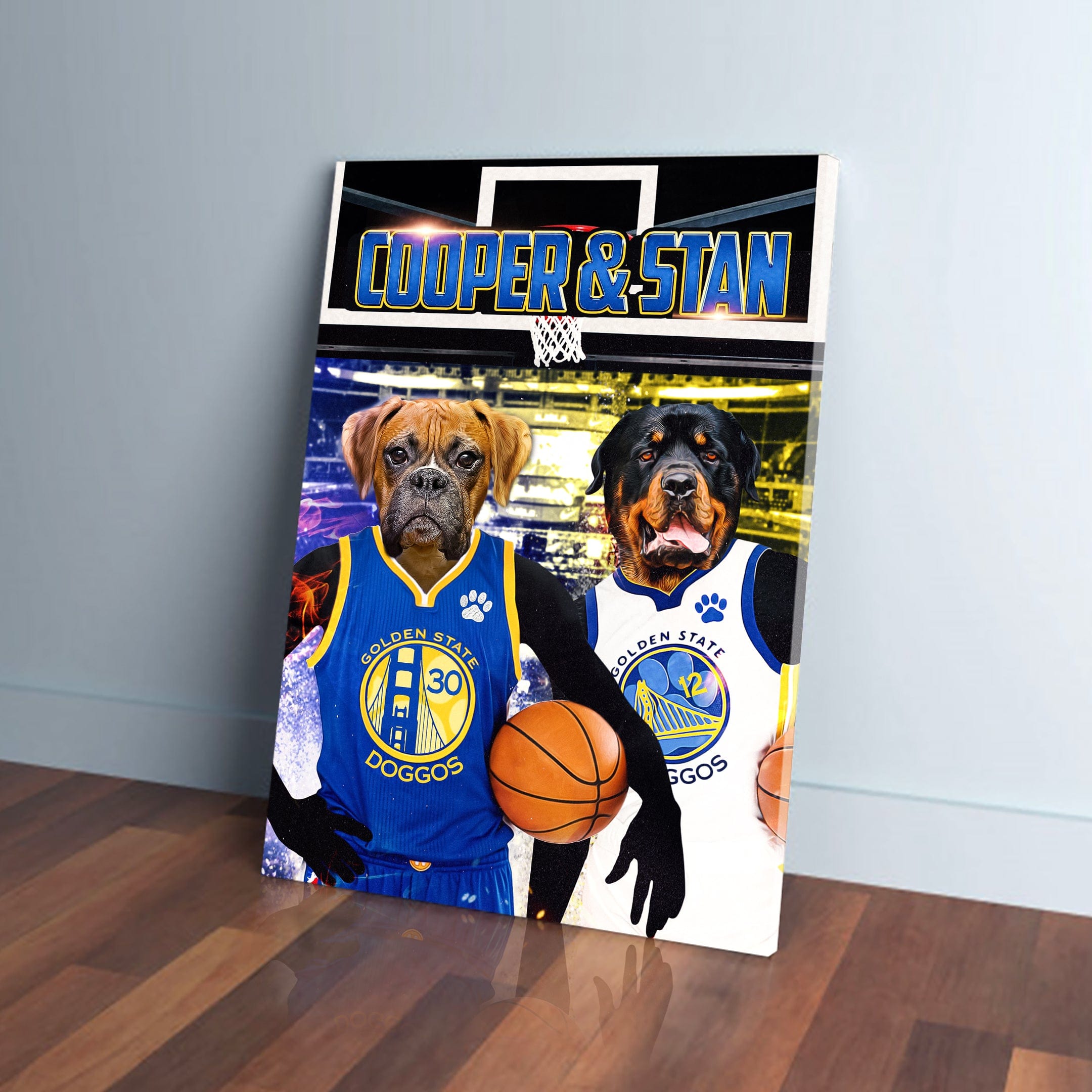 Lienzo personalizado para 2 mascotas &#39;Golden State Doggos&#39;