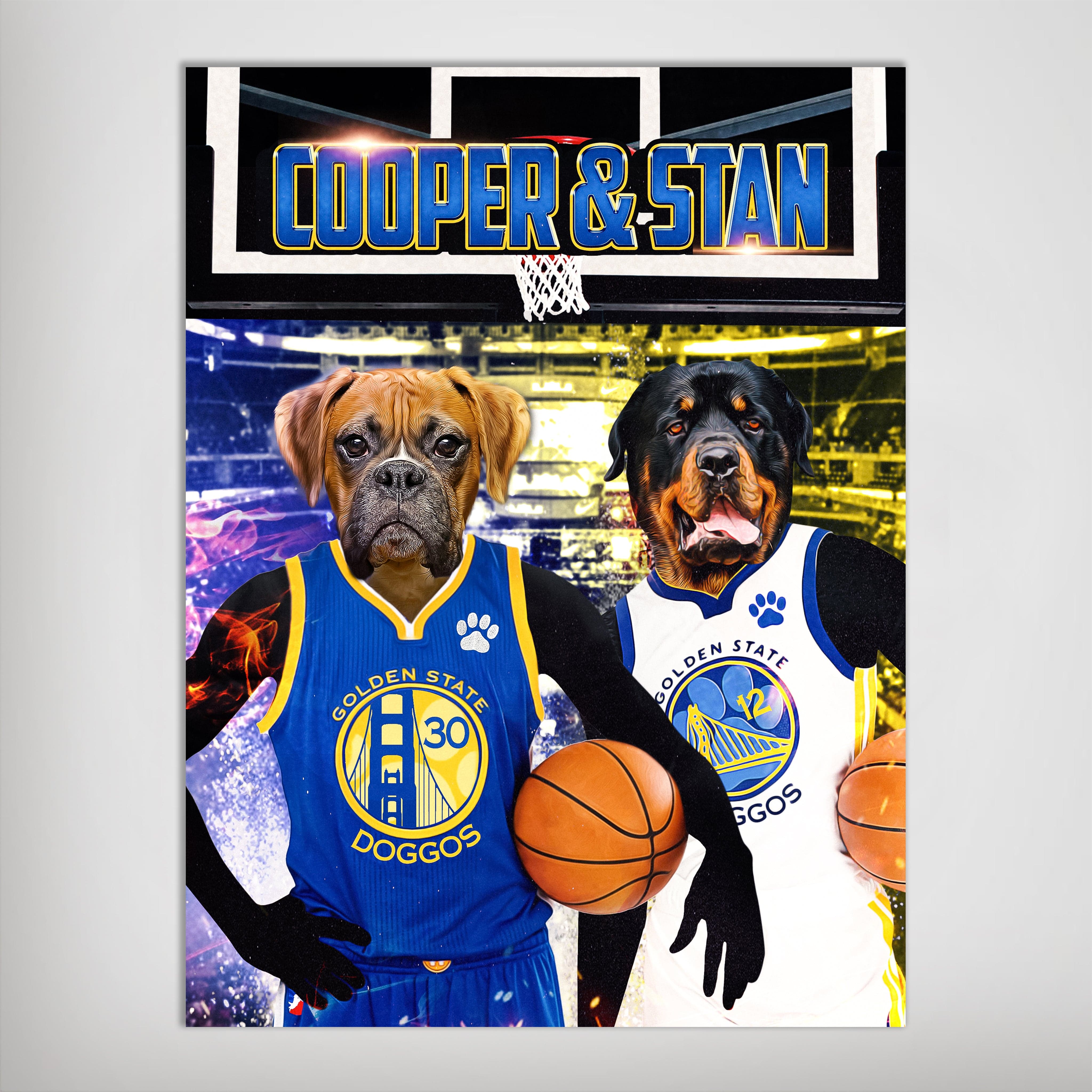 Póster Personalizado para 2 mascotas &#39;Golden State Doggos&#39;