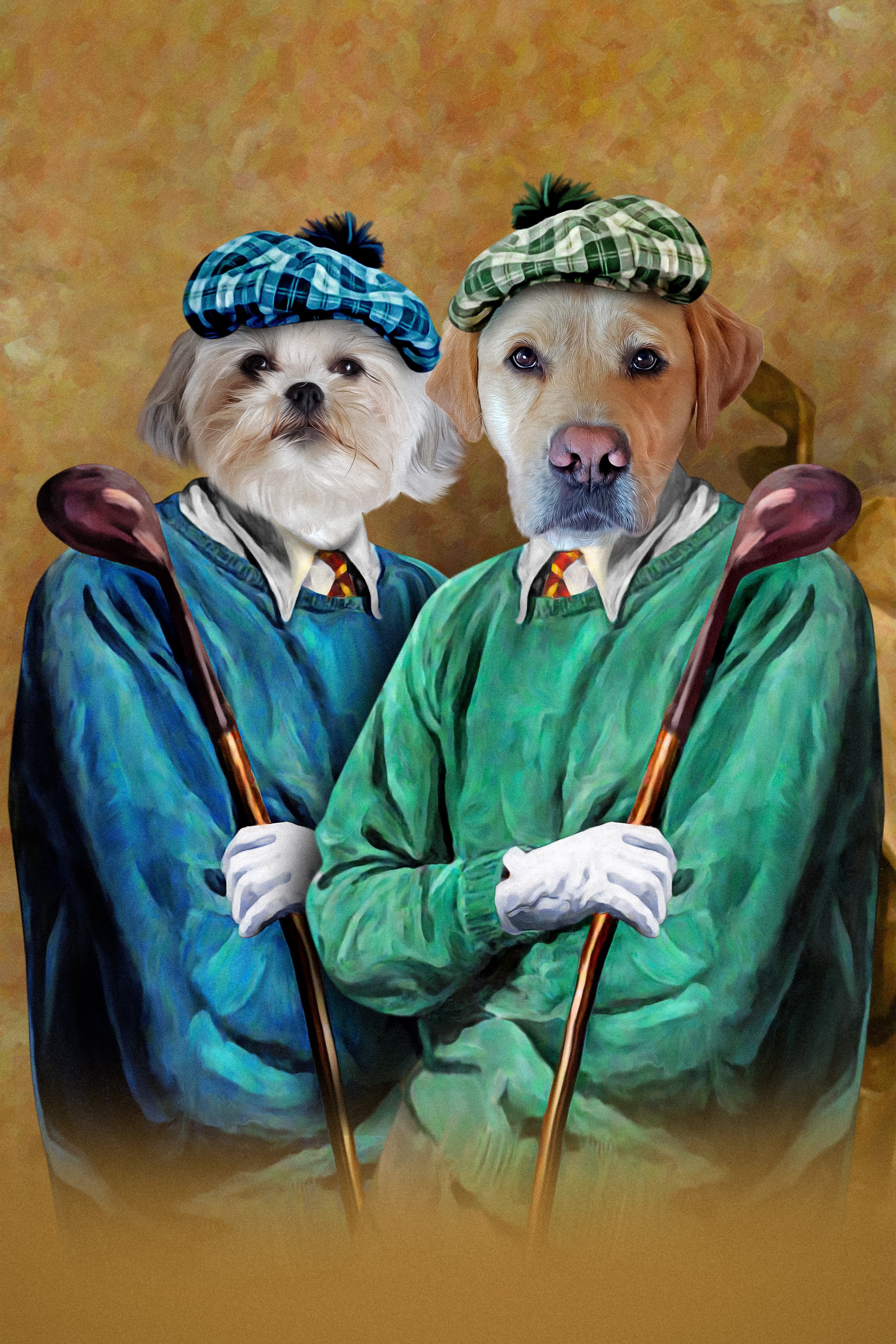Retrato digital de 2 mascotas de &#39;Los golfistas&#39;