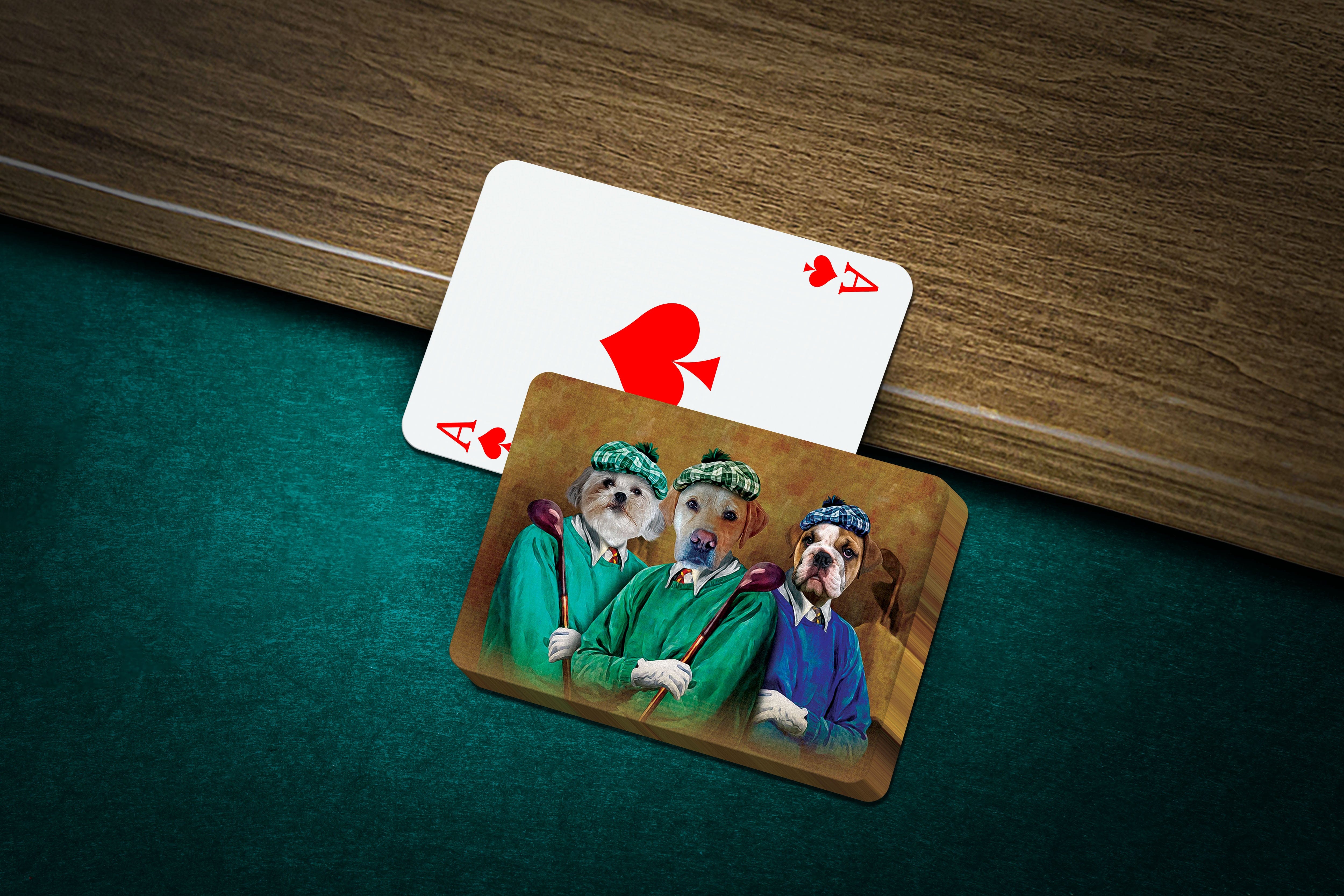 &#39;The Golfers&#39; Personalized 3 Pet Playing Cards