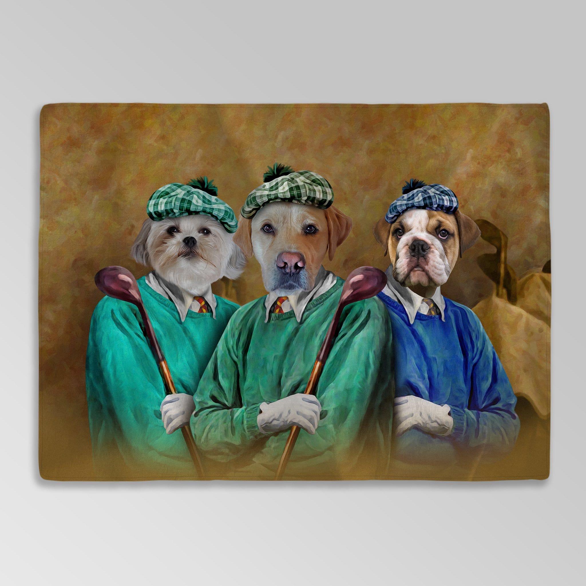 &#39;The Golfers&#39; Personalized 3 Pet Blanket