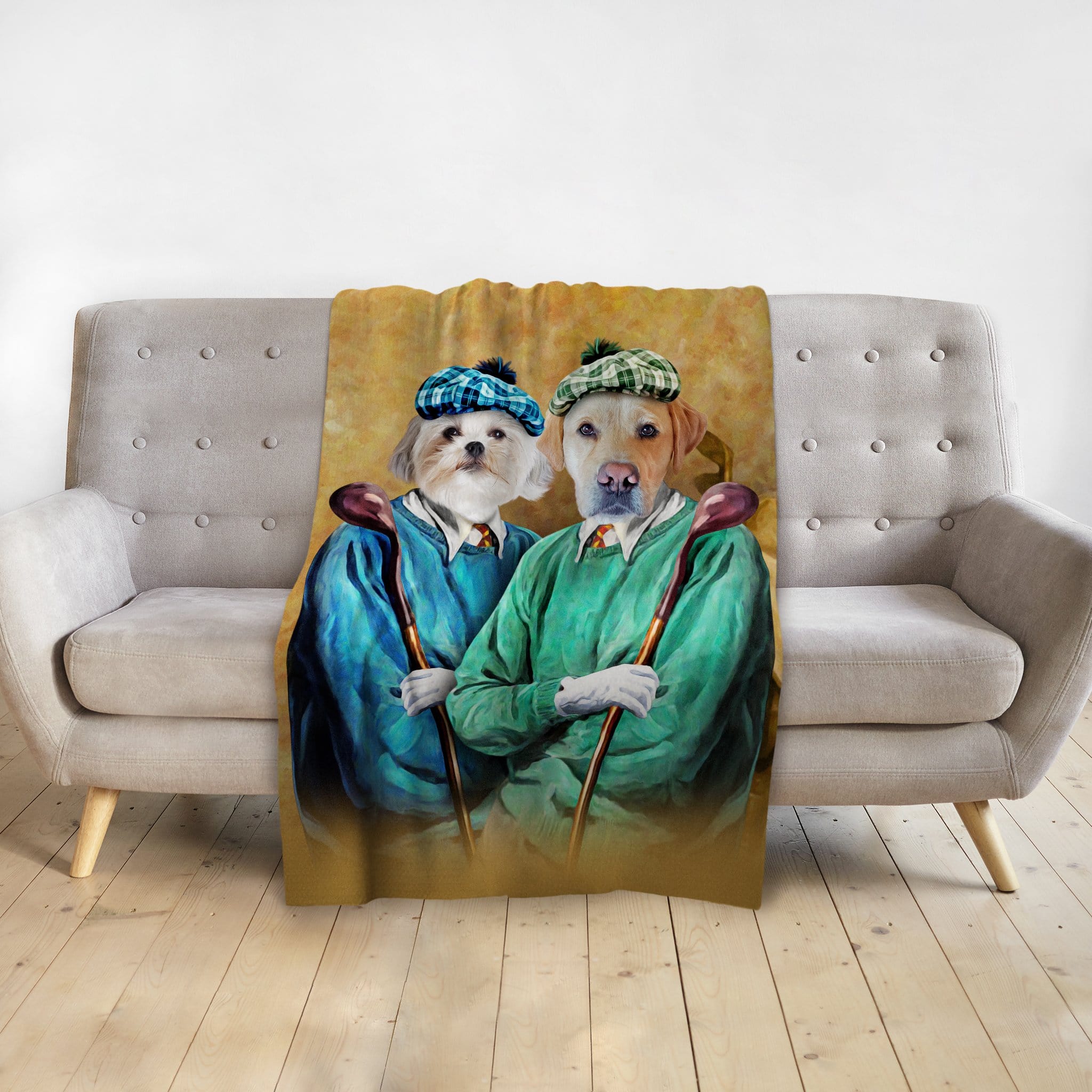 &#39;The Golfers&#39; Personalized 2 Pet Blanket