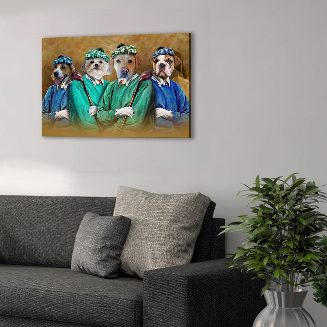 &#39;The Golfers&#39; Personalized 4 Pet Canvas