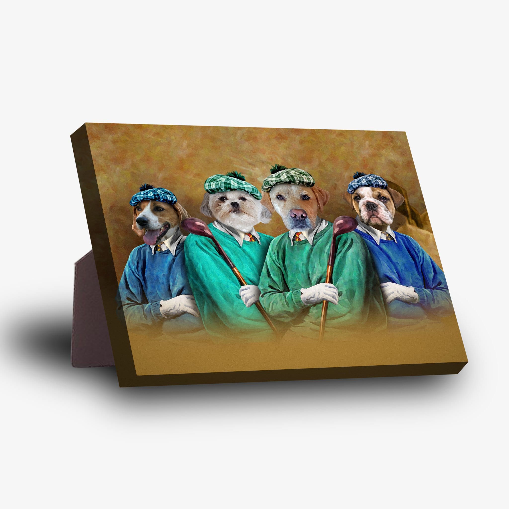 &#39;The Golfers&#39; Personalized 4 Pet Standing Canvas