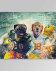 Manta personalizada para 2 mascotas 'Green Bay Doggos'