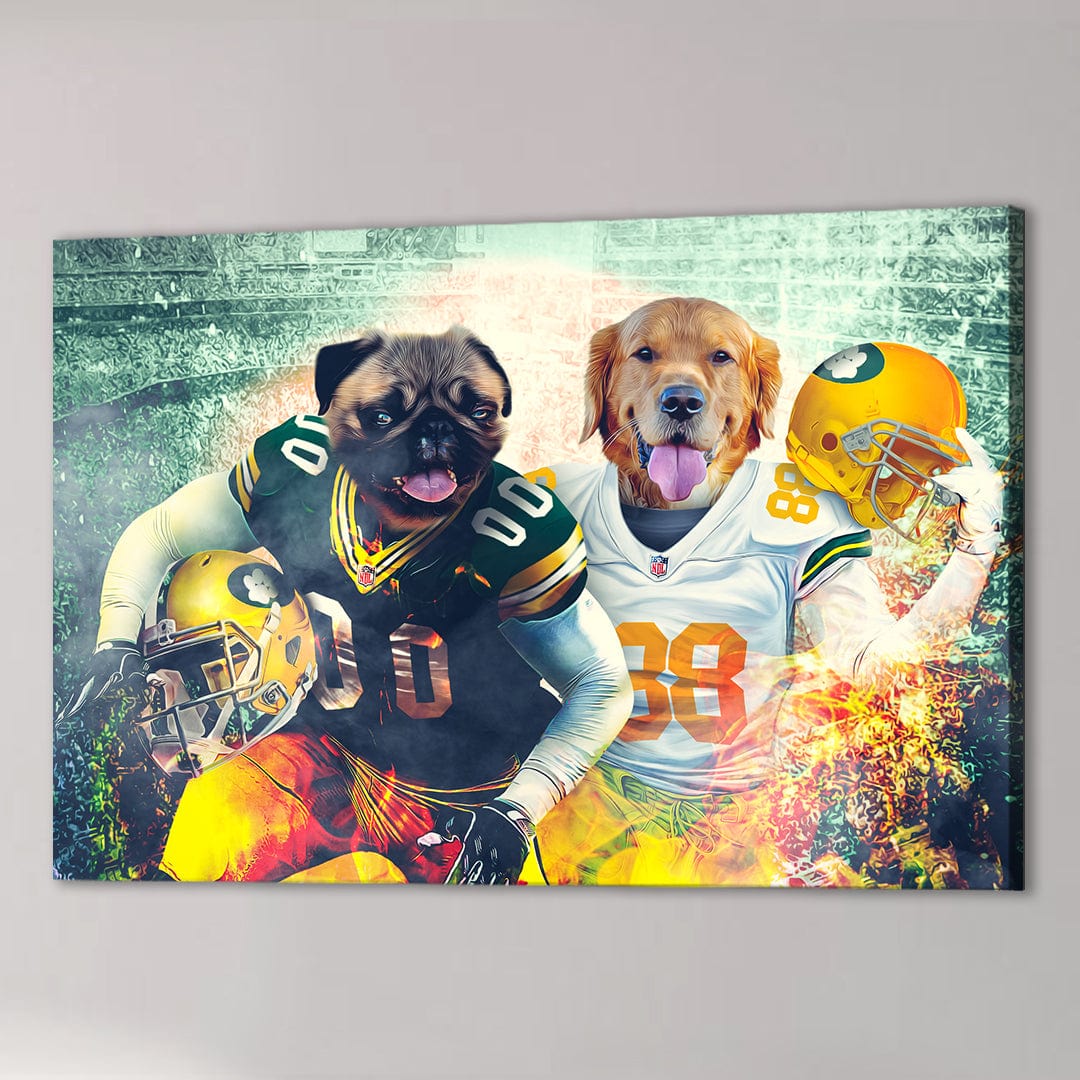 &#39;Green Bay Doggos&#39; Personalized 2 Pet Canvas