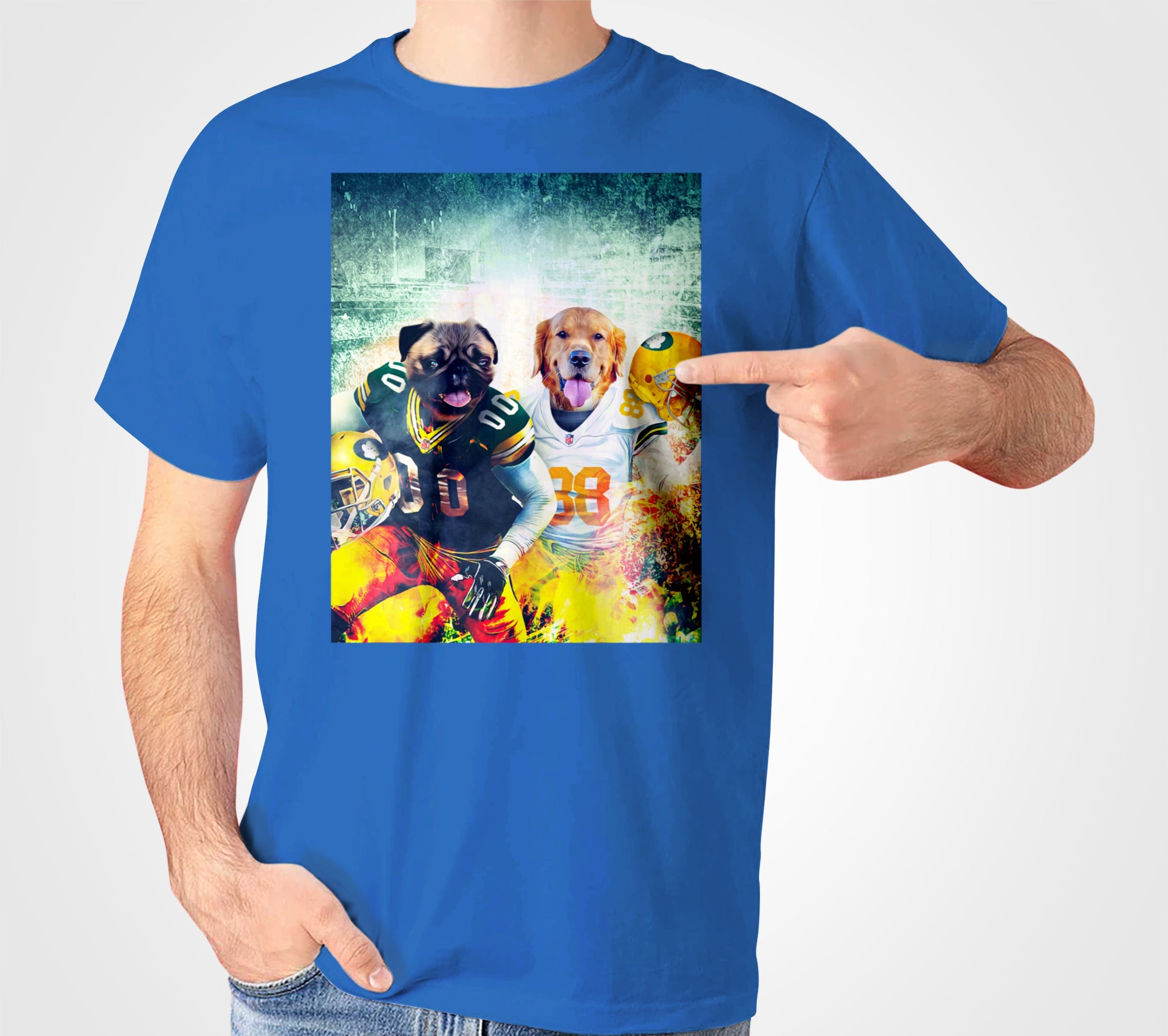 &#39;Green Bay Doggos&#39; Personalized 2 Pet T-Shirt