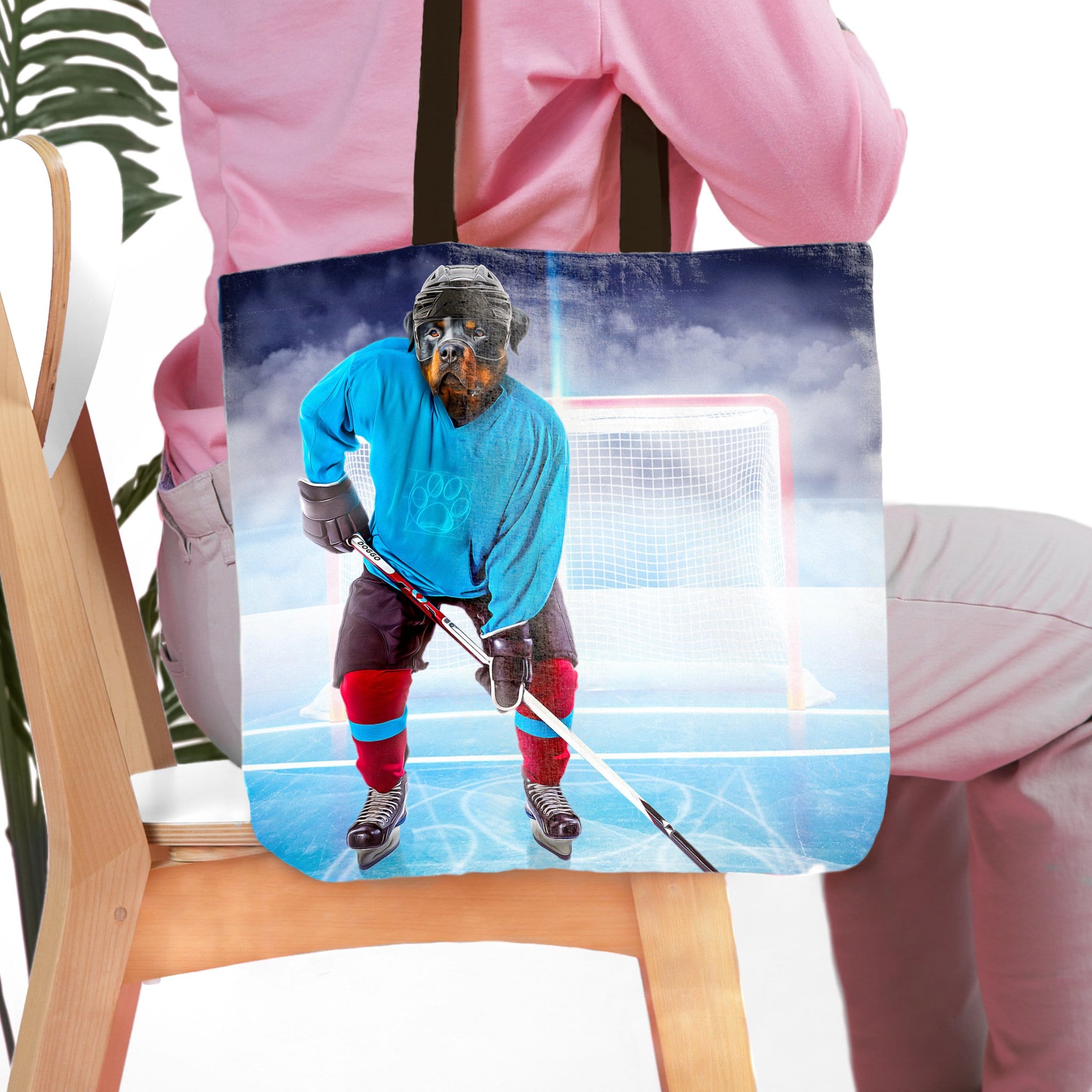 &#39;The Hockey Player&#39; Personalized Tote Bag