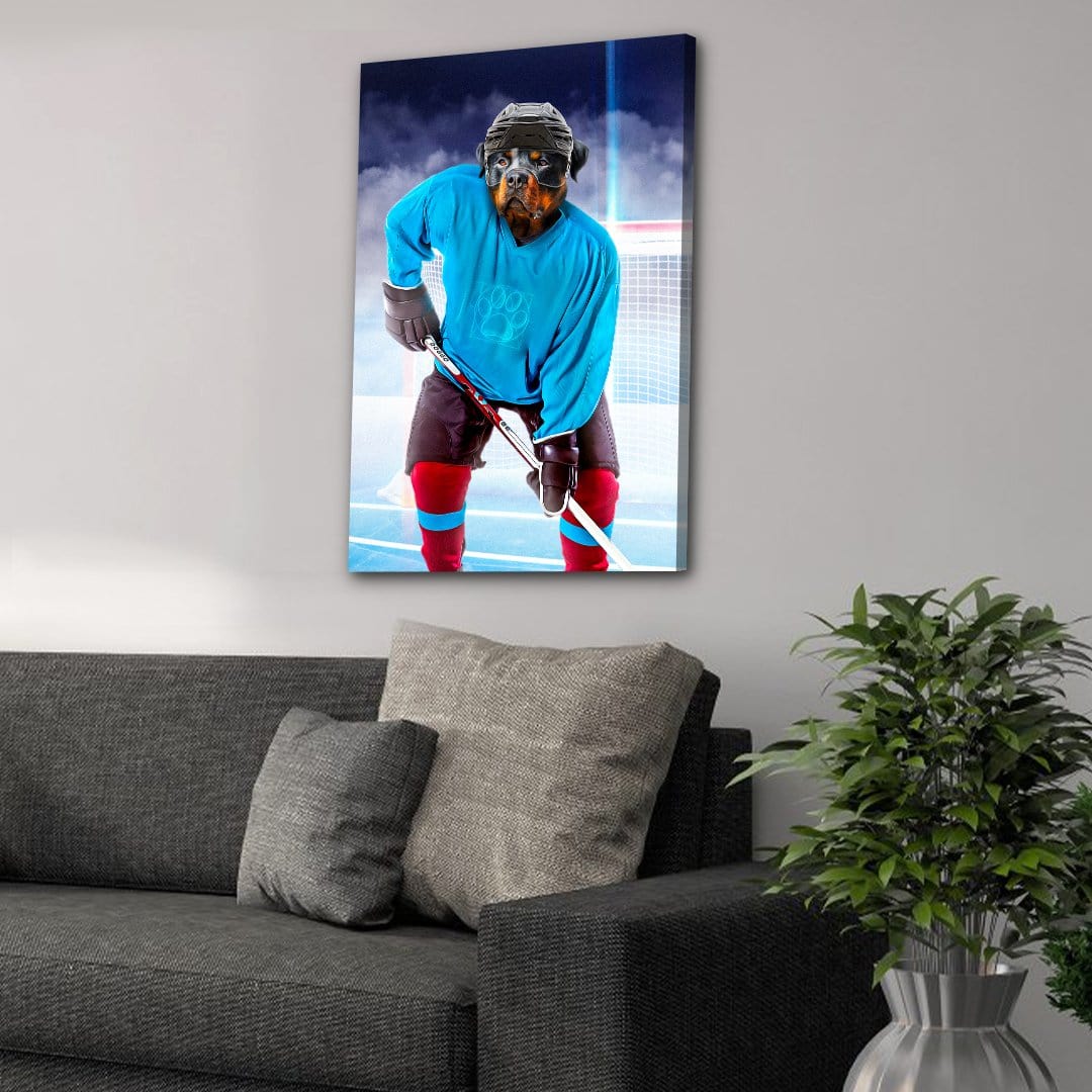 &#39;The Hockey Player&#39; Personalized Pet Canvas