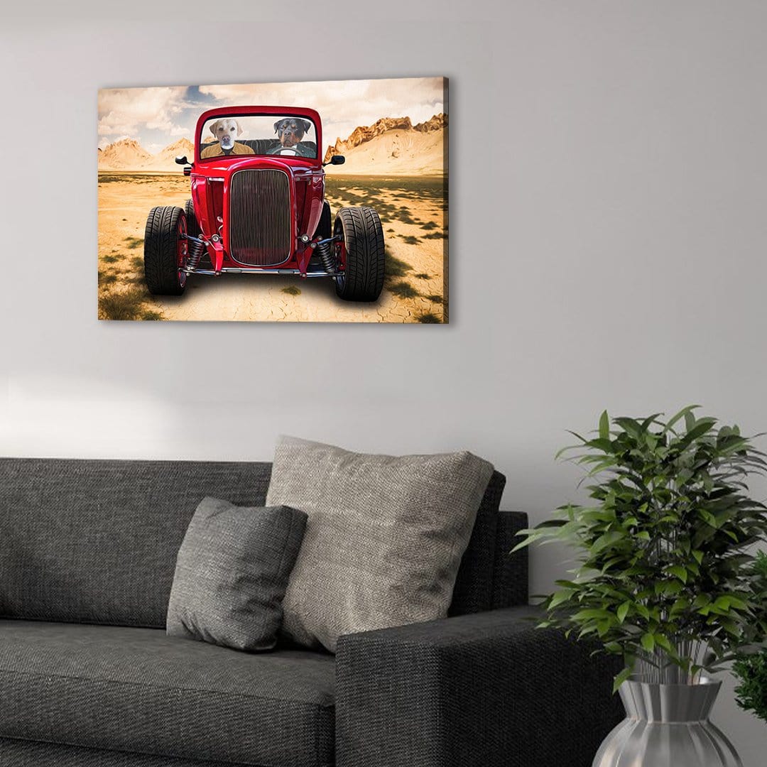 &#39;The Hot Rod&#39; Personalized 2 Pet Canvas