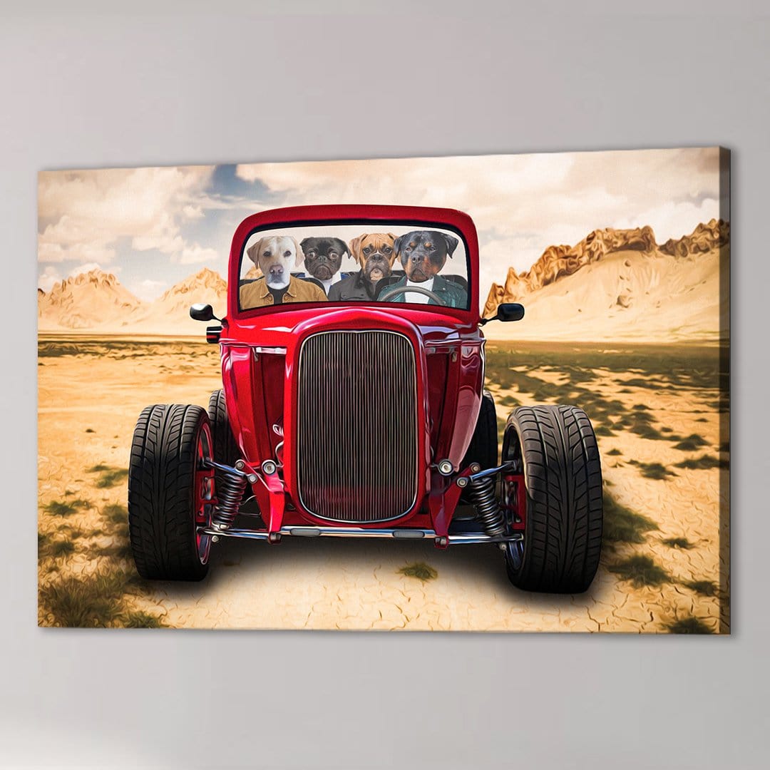&#39;The Hot Rod&#39; Personalized 4 Pet Canvas