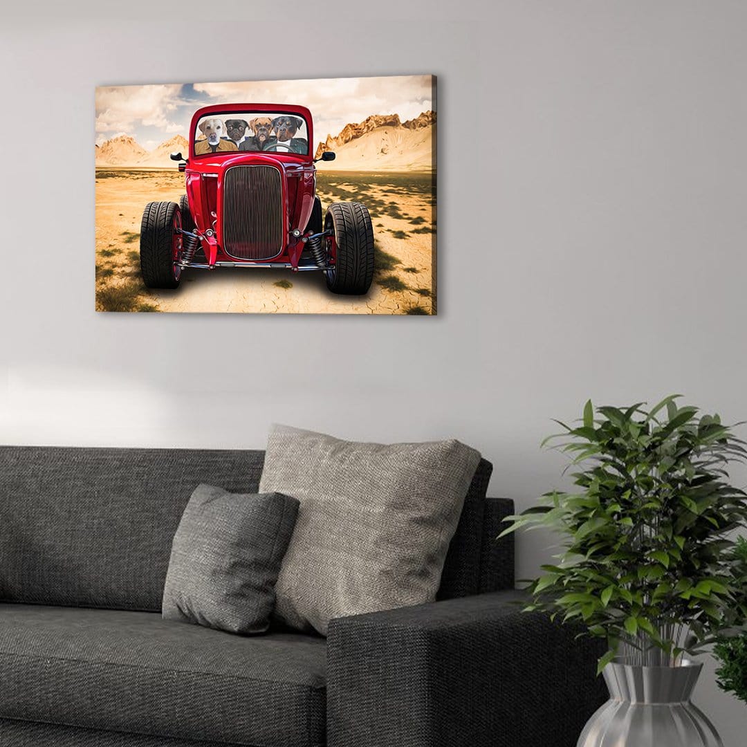 &#39;The Hot Rod&#39; Personalized 4 Pet Canvas