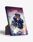 Personalized standing canvas featuring a Rottweiler in a Houston Texans football uniform, named "Apollo.