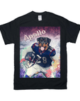 Black Gildan t-shirt featuring a personalized graphic of a Rottweiler in a Houston Texans football uniform.