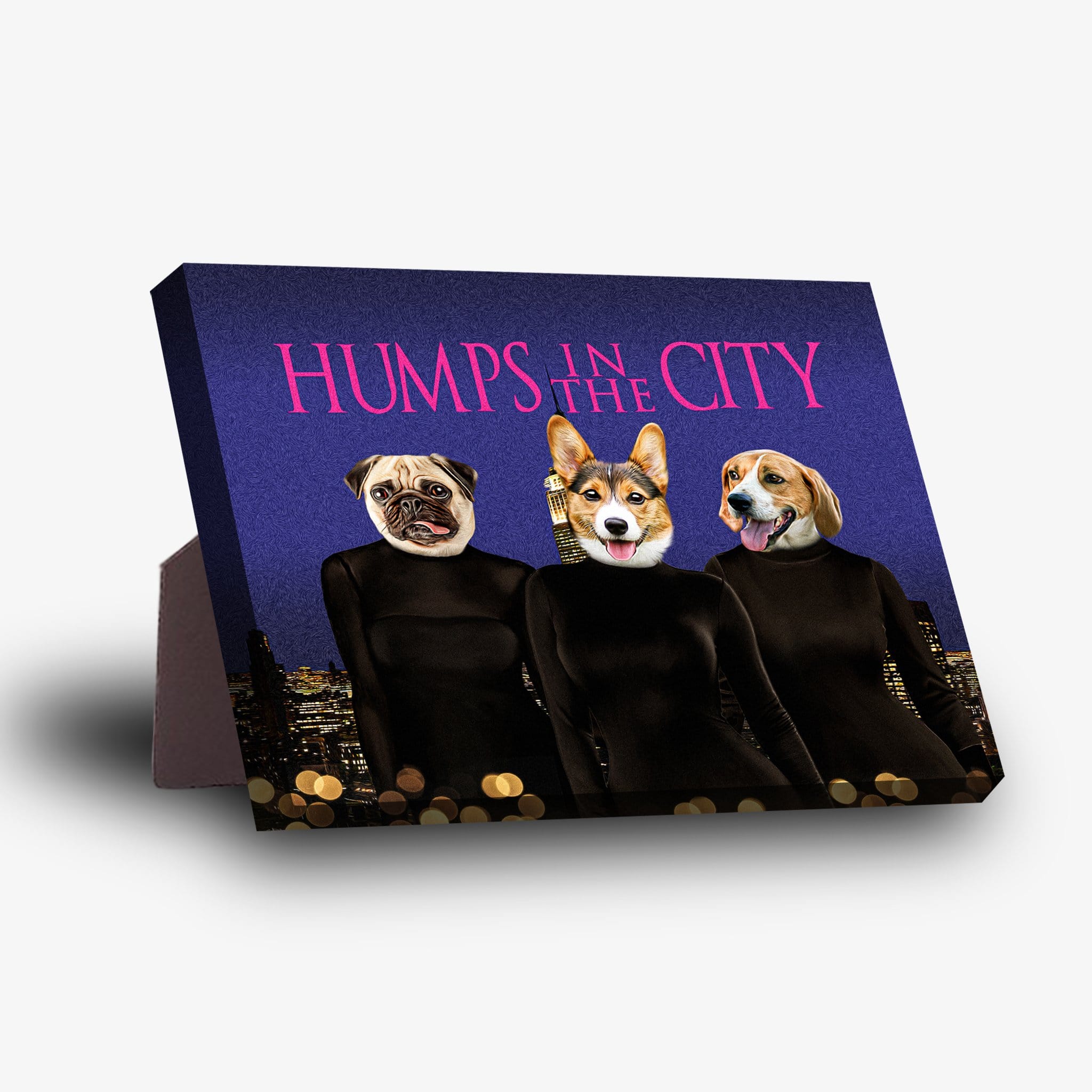 Lienzo personalizado para 3 mascotas &#39;Humps in the City&#39;