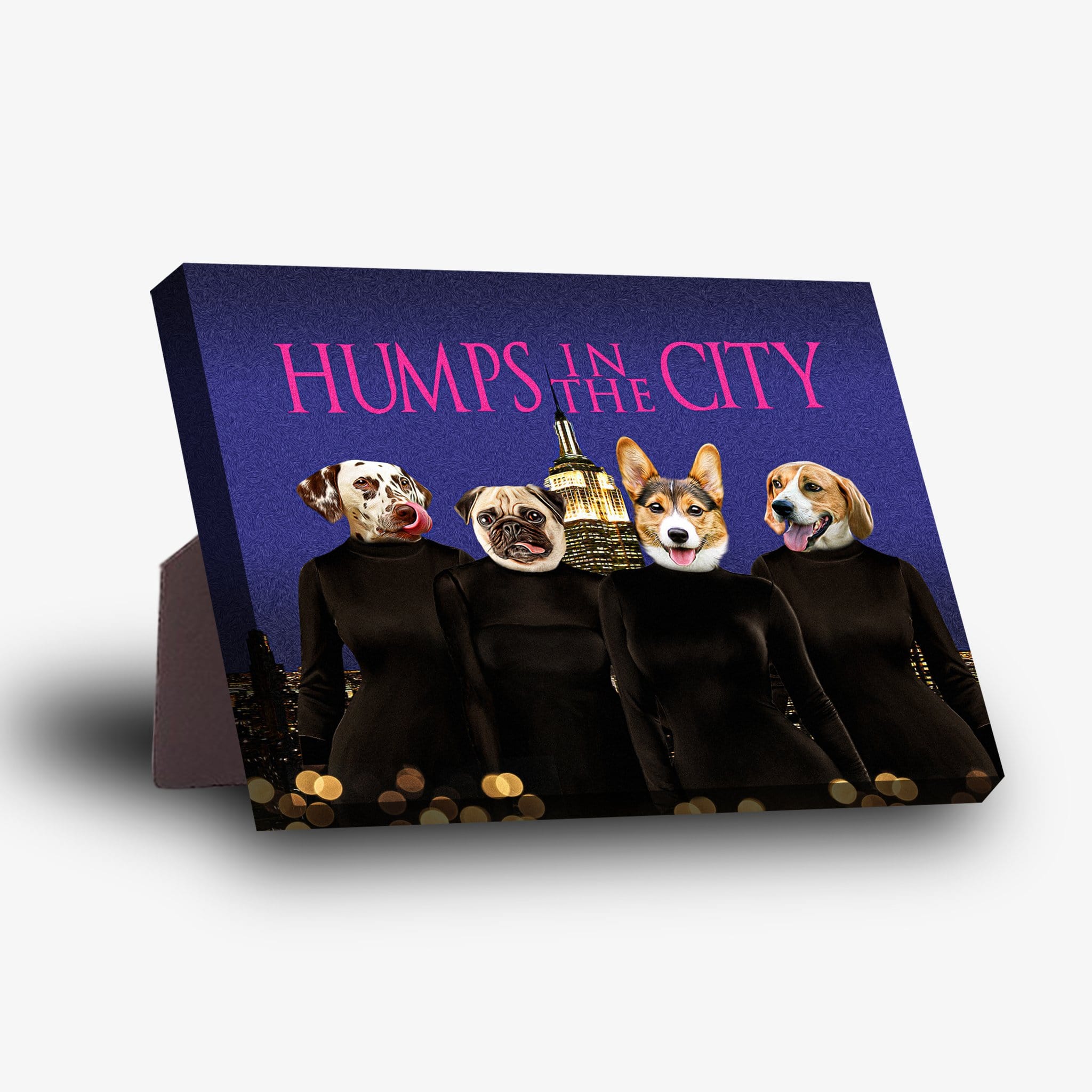 Lienzo personalizado para 4 mascotas &#39;Humps in the City&#39;