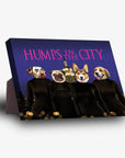 Lienzo personalizado para 4 mascotas 'Humps in the City'