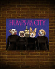 Póster personalizado con 4 mascotas 'Jorobas en la ciudad'