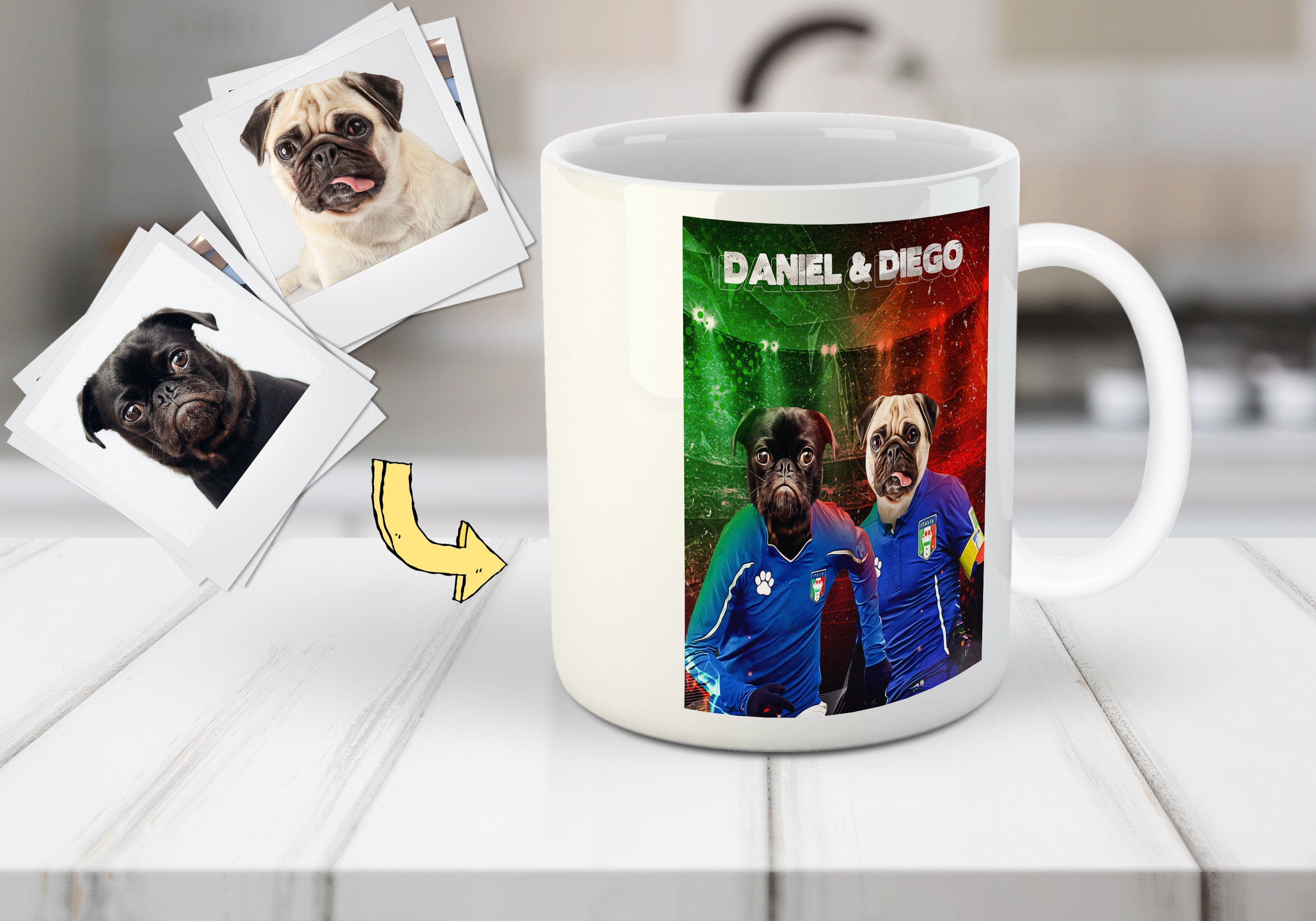 Taza personalizada para 2 mascotas &#39;Italy Doggos&#39;