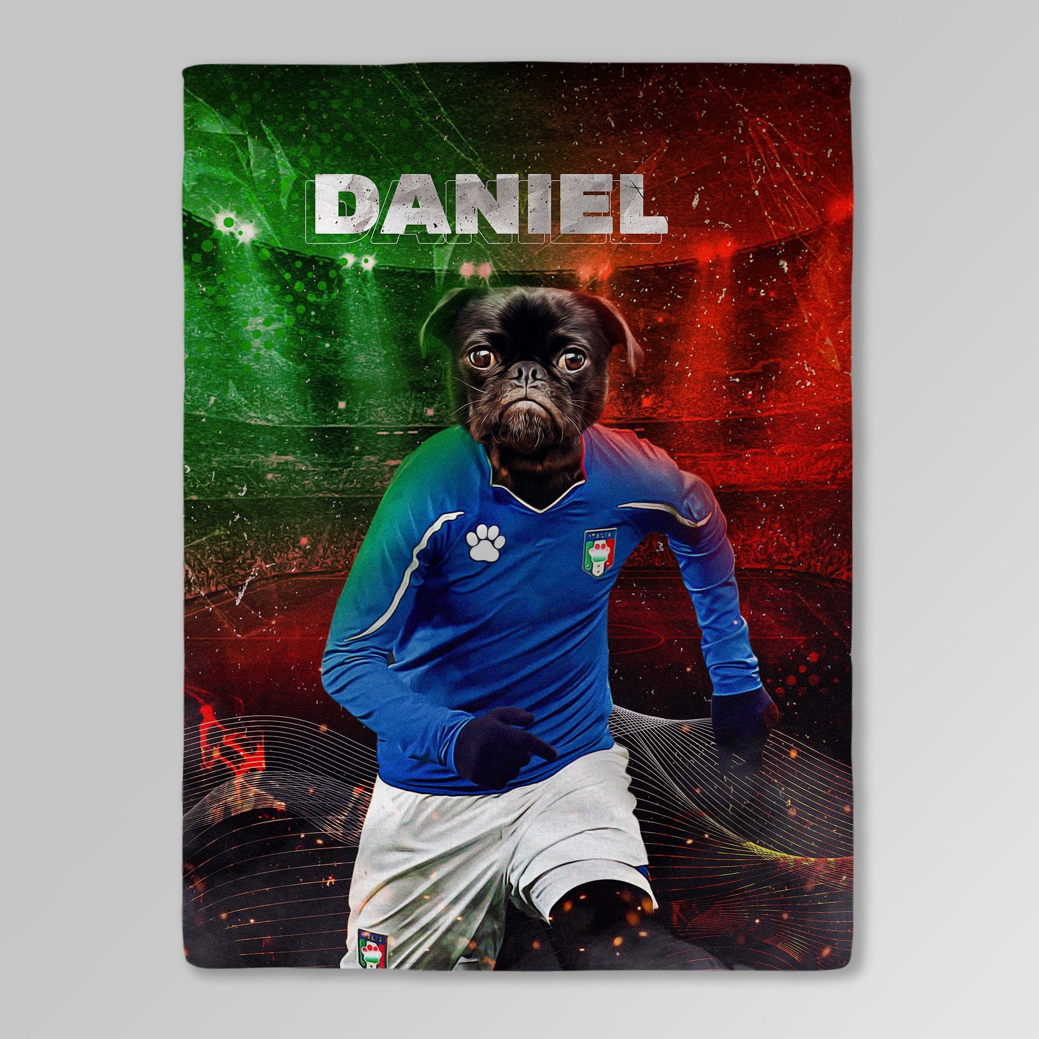 &#39;Italy Doggos Soccer&#39; Personalized Pet Blanket