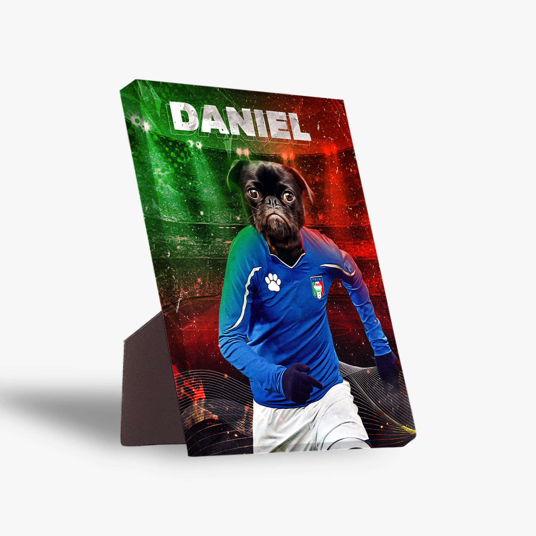 &#39;Italy Doggos Soccer&#39; Personalized Pet Standing Canvas