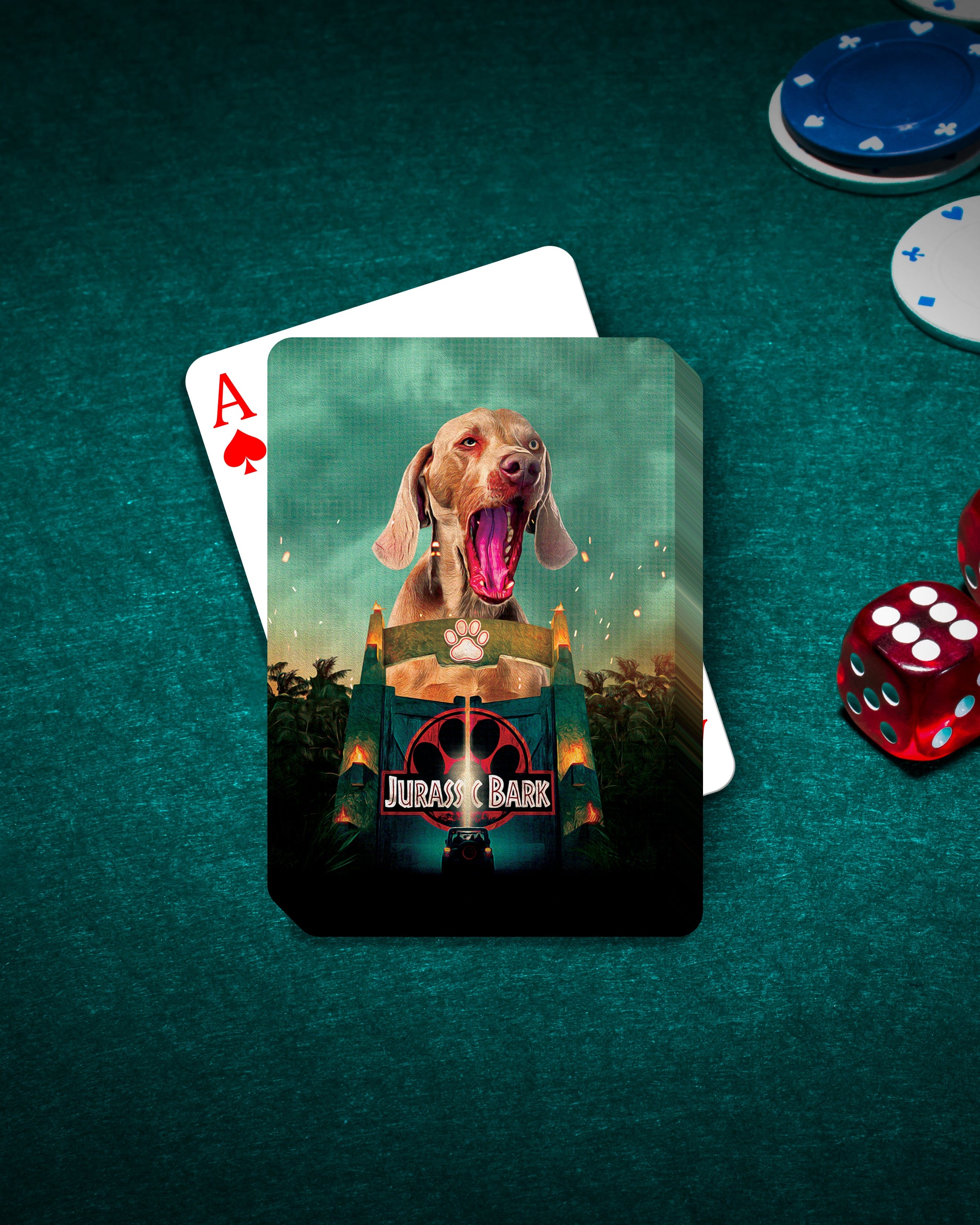 &#39;Jurassic Bark&#39; Personalized Pet Playing Cards