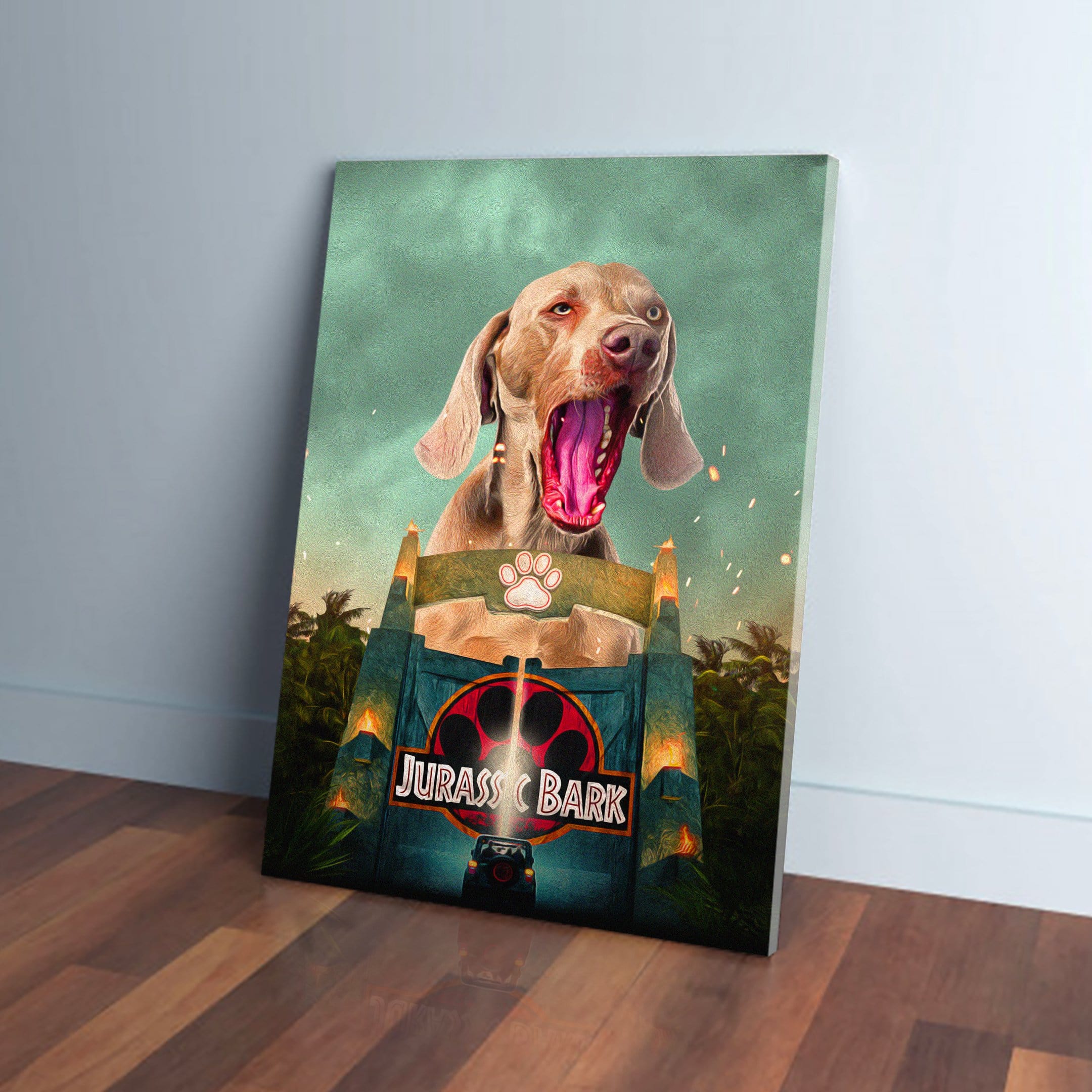 &#39;Jurassic Bark&#39; Personalized Pet Canvas