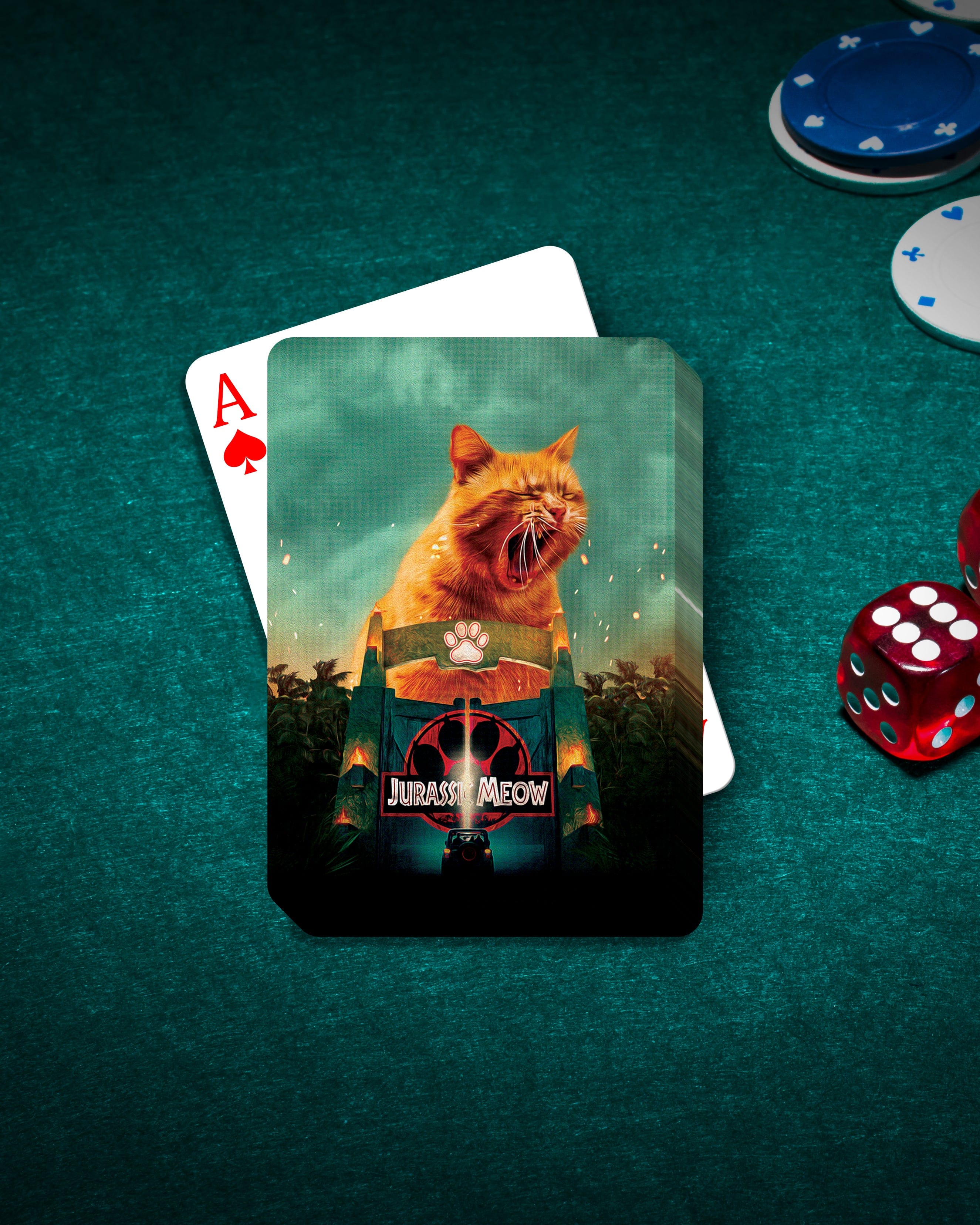 &#39;Jurassic Meow&#39; Personalized Pet Playing Cards