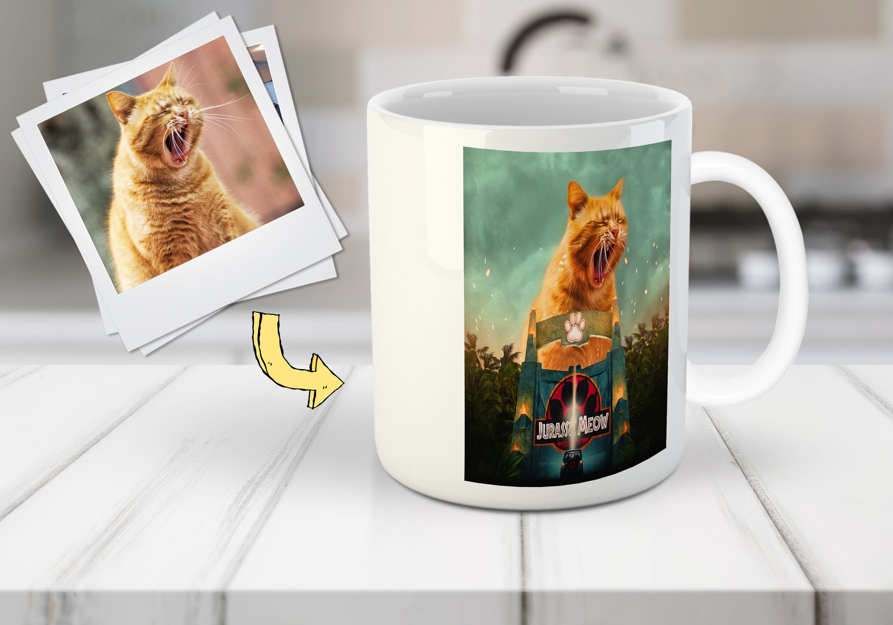 &#39;Jurassic Meow&#39; Personalized Pet Mug