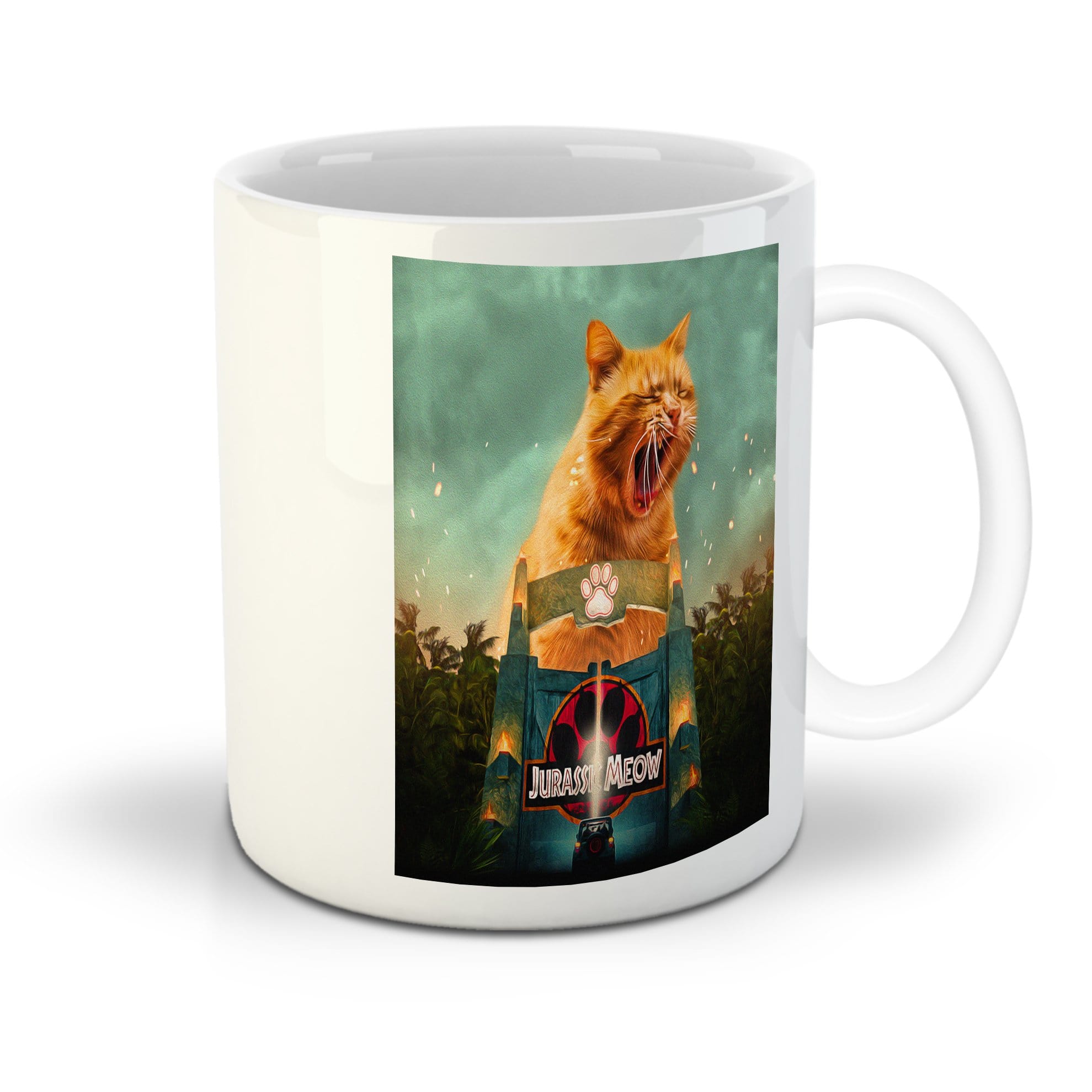 &#39;Jurassic Meow&#39; Personalized Pet Mug