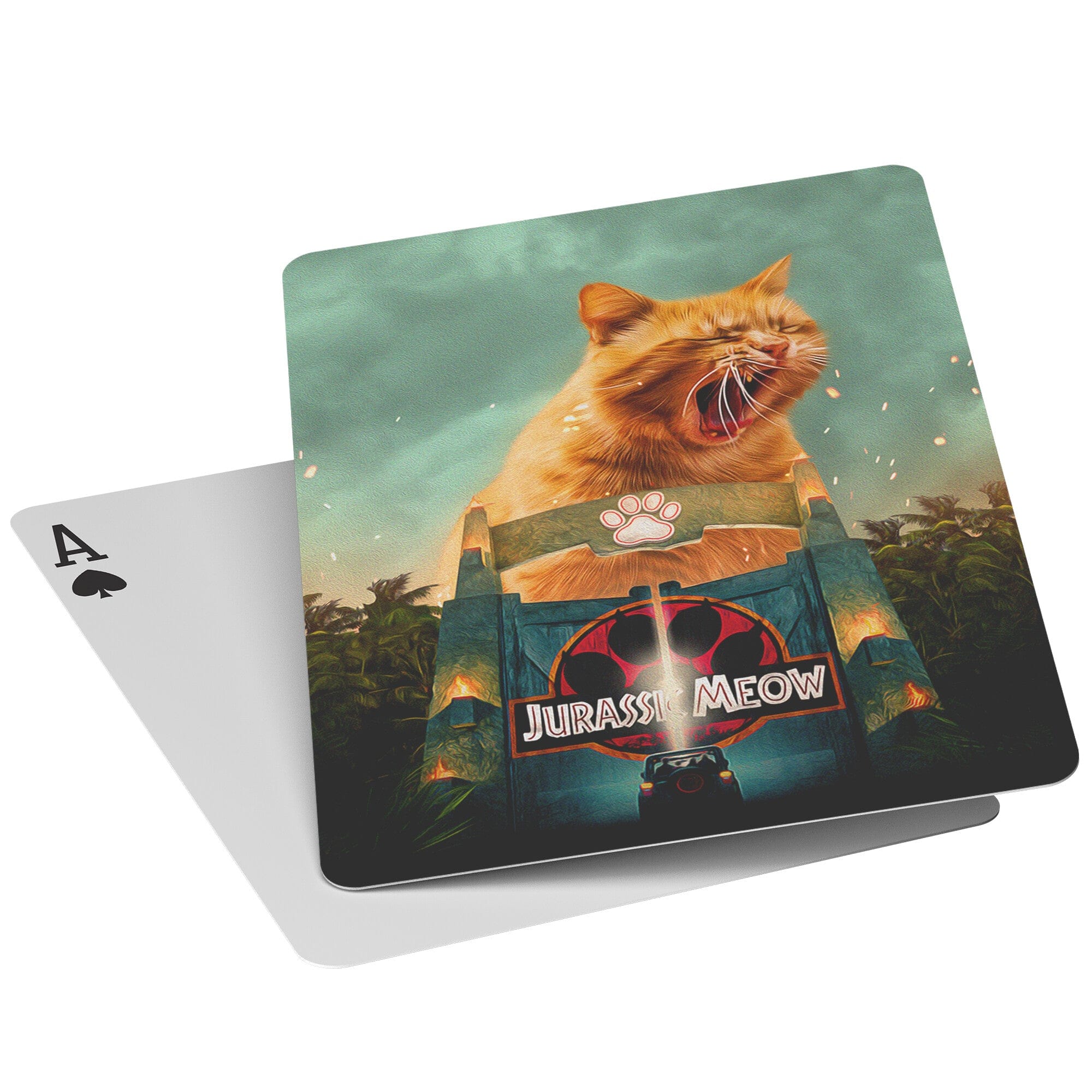 &#39;Jurassic Meow&#39; Personalized Pet Playing Cards