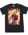 Black Gildan unisex t-shirt featuring a personalized wolf in a red football uniform with "Chucky" above.