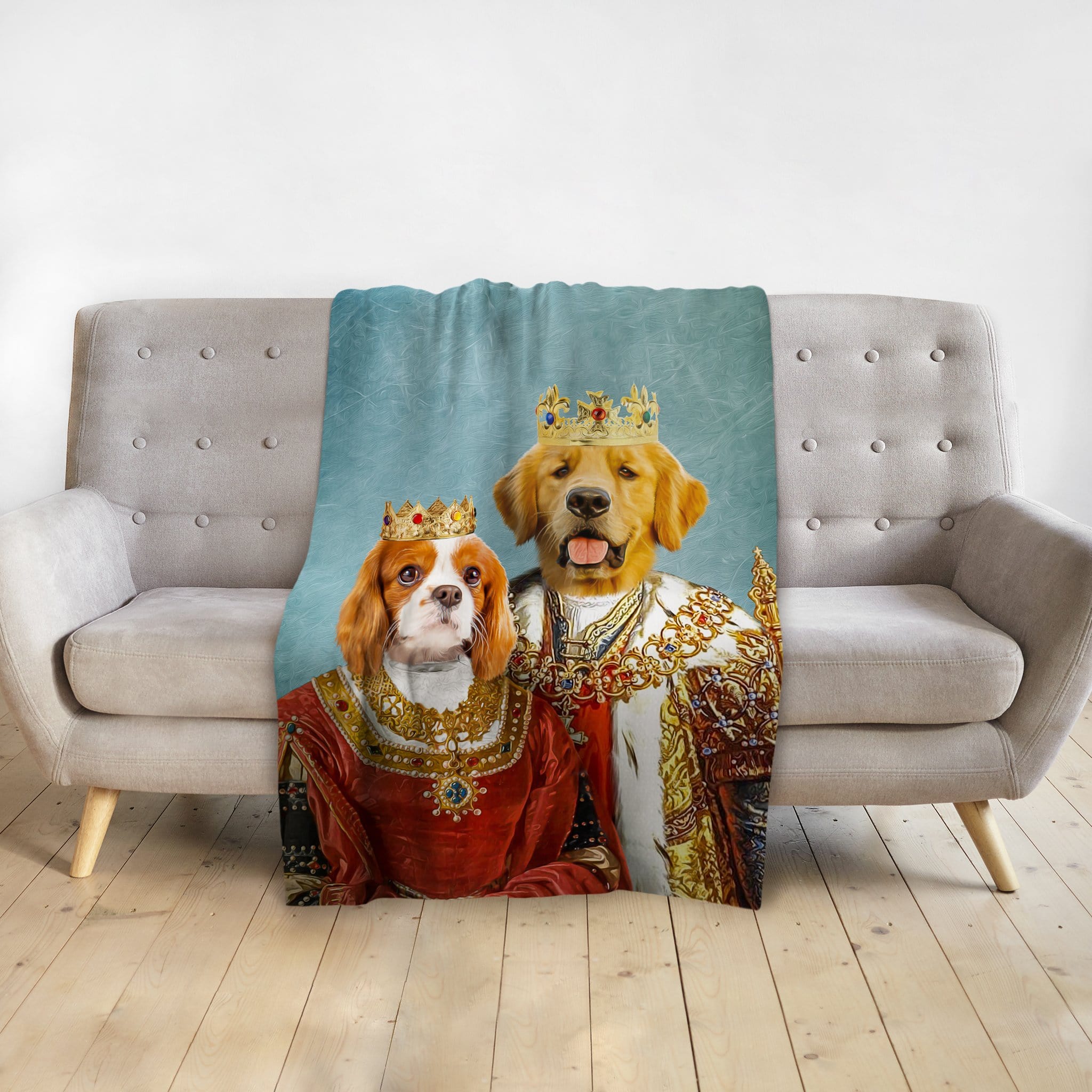&#39;King and Queen&#39; Personalized 2 Pet Blanket