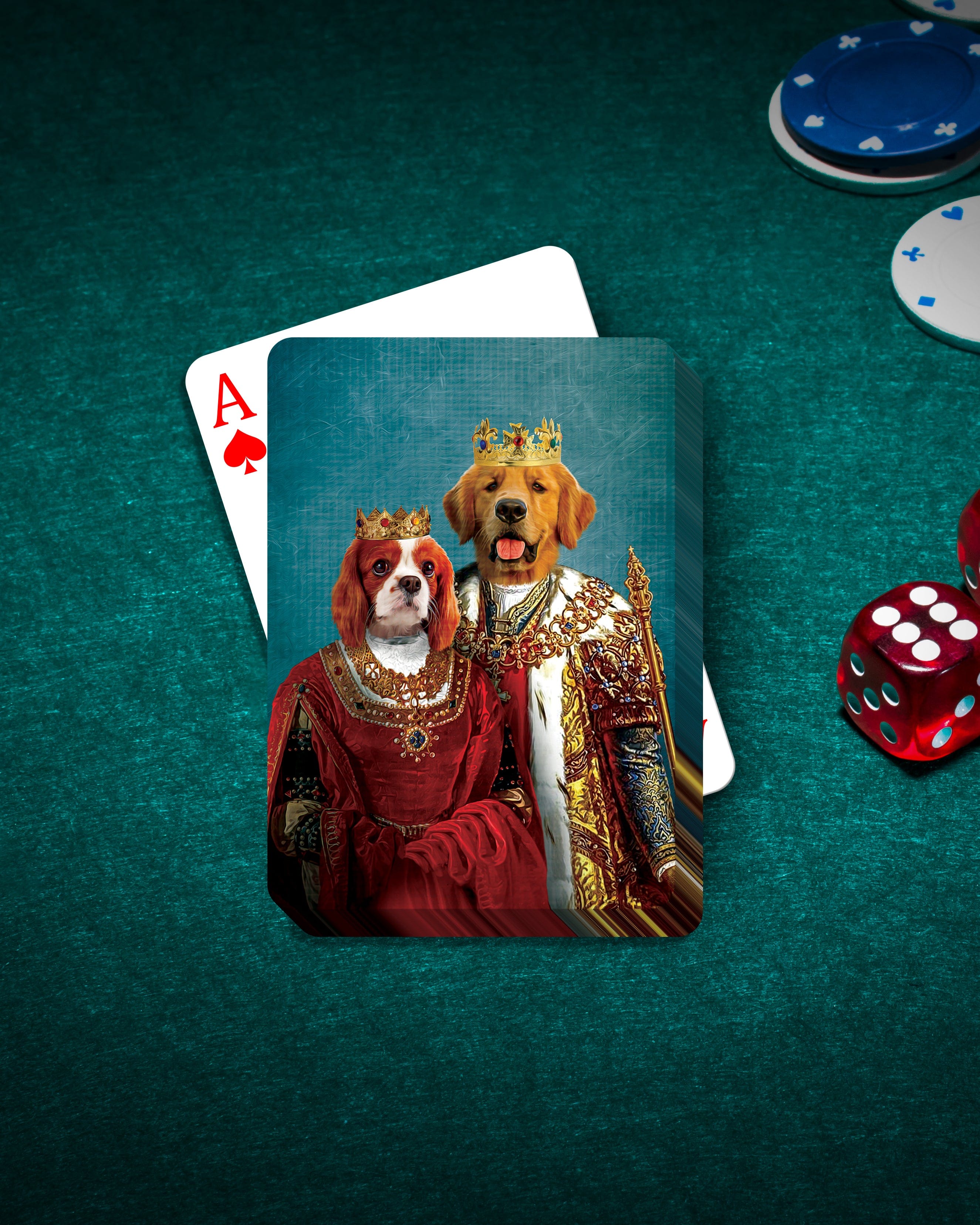 &#39;King and Queen&#39; Personalized 2 Pet Playing Cards