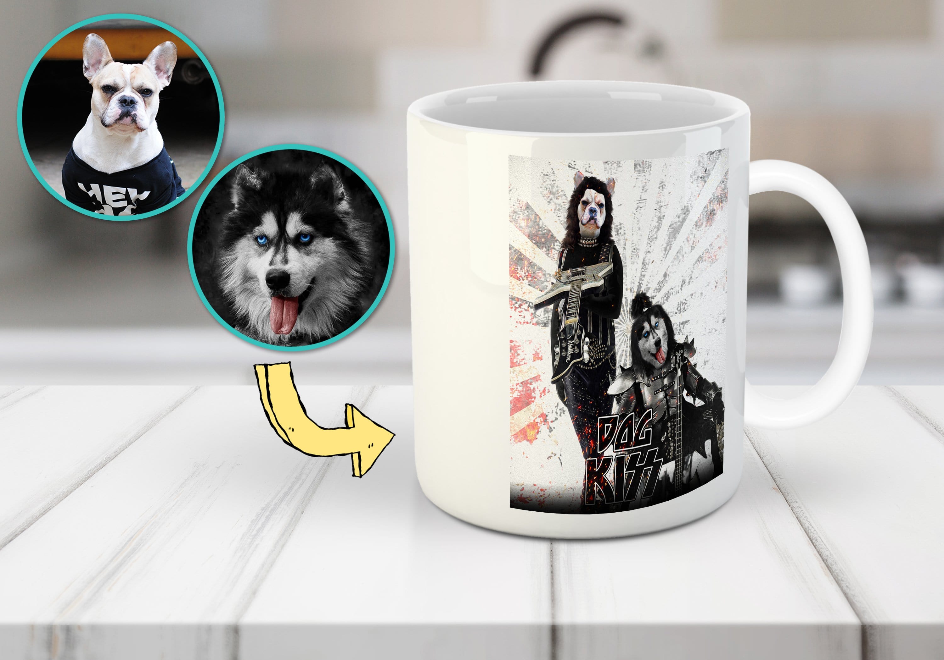 &#39;Kiss Doggos&#39; Personalized 2 Pet Mug
