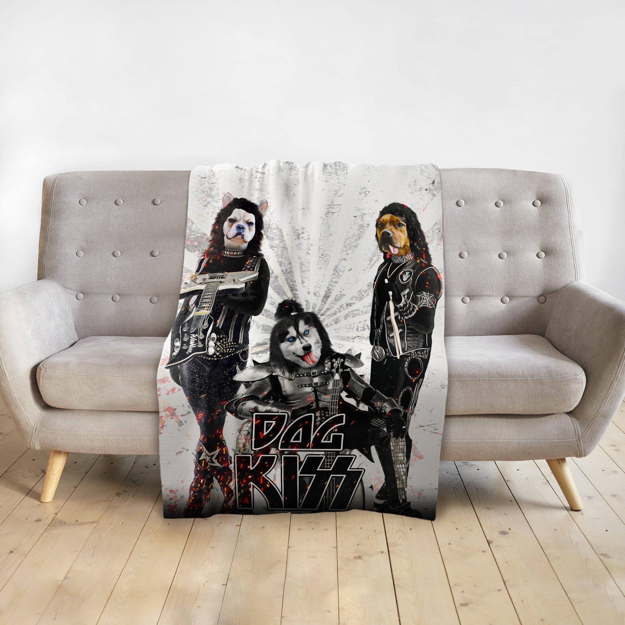 &#39;Kiss Doggos&#39; Personalized 3 Pet Blanket