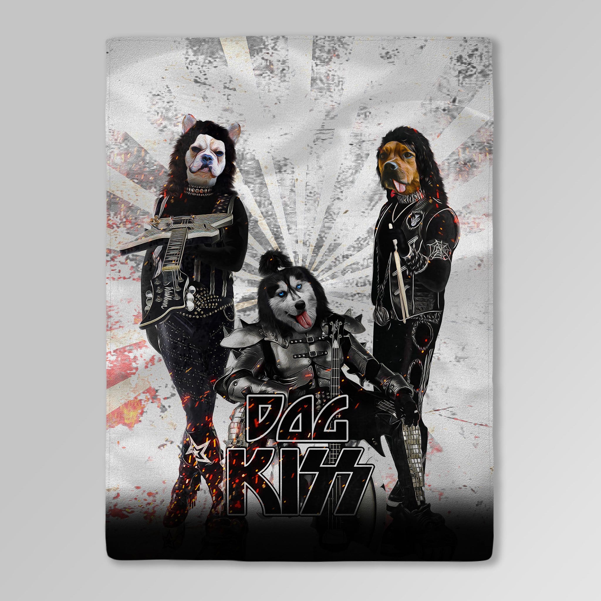 &#39;Kiss Doggos&#39; Personalized 3 Pet Blanket