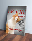 Personalized 'Le Cat' canvas with an orange and white cat on a magazine cover design.