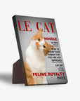 Personalized "Le Cat" standing canvas featuring an orange and white cat on a magazine cover design.