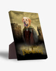 Personalized "Lord Of The Woofs" standing canvas featuring a golden retriever in a fantasy costume.
