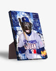 Personalized Los Angeles Doggers standing canvas featuring a black dog in a baseball uniform and cap.